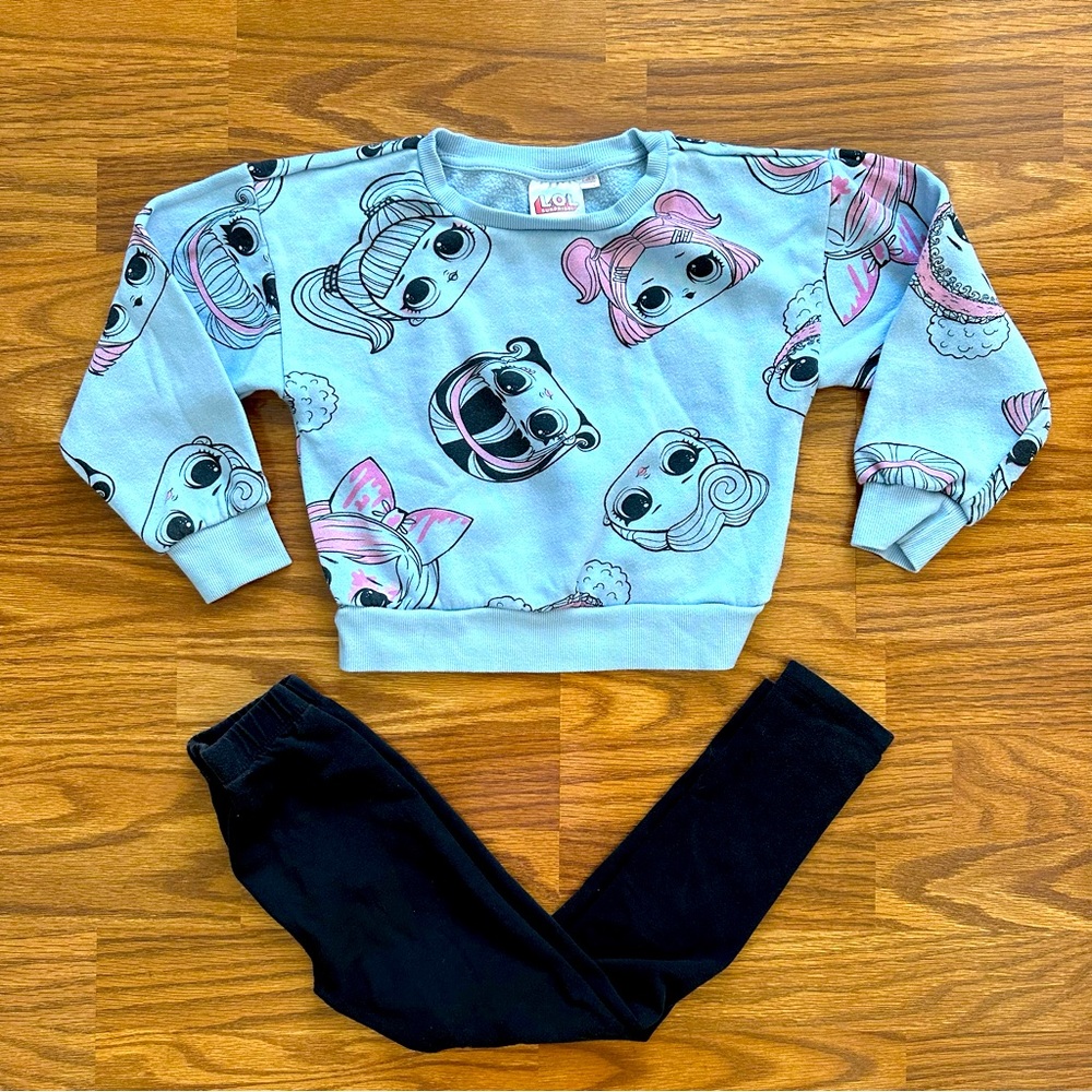 2 Pc Lot LOL Surprise Jumping Beans Girls 6 6X Crop Sweatshirt Leggings EUC!